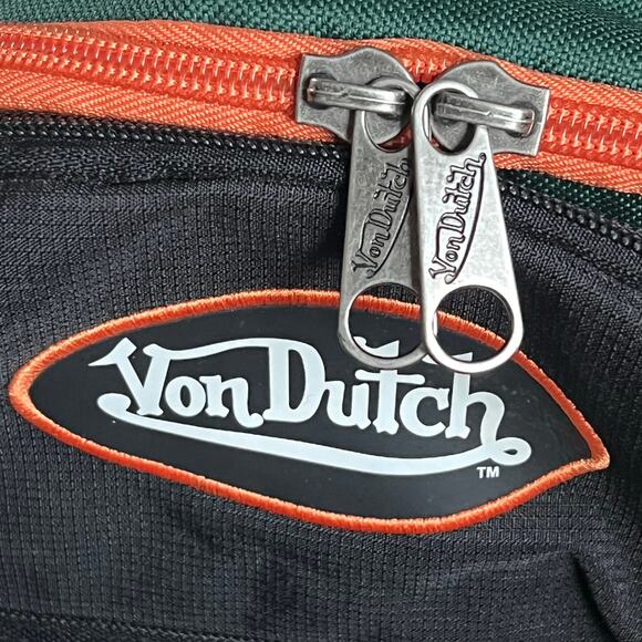 Von Dutch Backpack Orange Green Black Indianapolis Racing Skull - Picture 4 of 12
